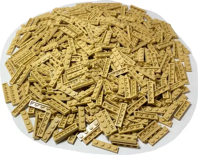A pile of tan LEGO bricks.