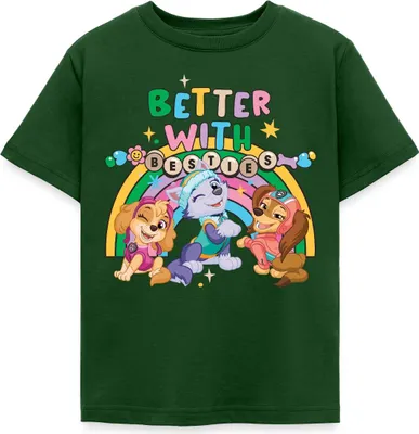 Produktbild von Spreadshirt Paw Patrol Skye Everest & Liberty Beste Freunde Kinder T-Shirt, 98/104 (3-4 Jahre), Forstgrün