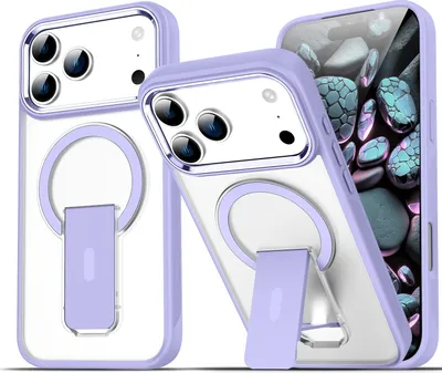 Produktbild von Magnet Ständer Hülle für iPhone 18 Pro, Kompatibel mit MagSafe, Matt Rückseite Stoßfeste Handyhülle Violett