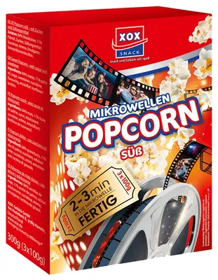 Zdjęcie produktu dla XOX popcorn do mikrofalówki słodki, przewiewny, chrupiący i szybko przygotowany 300g