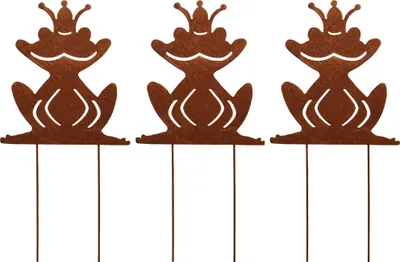 Produktbild von Gartenstecker Frösche 3er Set Rost Gartendeko Roststecker Edelrost Metall