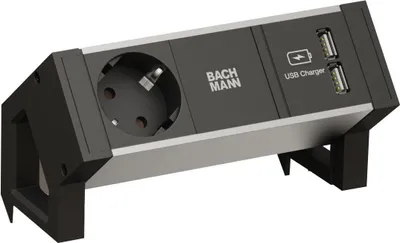 Obrázek produktu pro BACHMANN DESK2 ALU BLACK 1x uzemňovací kontakt 1x USB nabíječka GST18