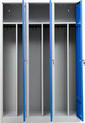 Produktbild von Gürkan Spind lichtgrau, enzianblau 105456, 3 Schließfächer 118,5 x 50,0 x 180,0 cm