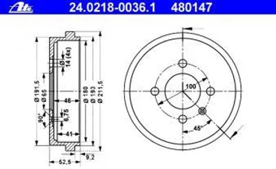 Produktbild von ATE Bremstrommel  24.0218-0036.1