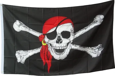 Produktbild von BestSaller 1527 Piraten-Flagge, Totenkopf Fahne mit Ösen zum Hissen, groß, 90x150 cm, schwarz/weiß/rot