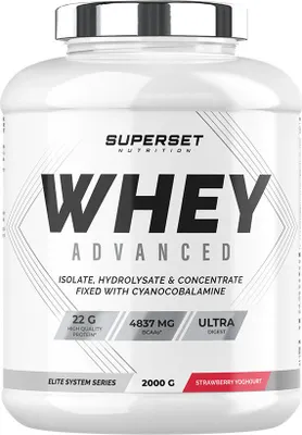 Image de Whey protéine - Superset Nutrition - 100% WHEY PROTEINE ADVANCED (2kg) - Saveur Fraise Yogourt