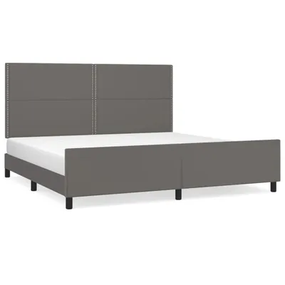 Produktbild von Bettgestell mit Kopfteil Grau 200x200 cm Kunstleder
