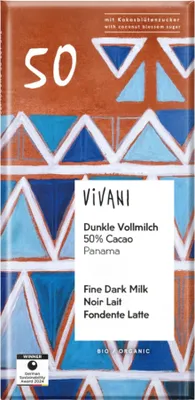 Produktbild von tmavá MLIEČNA ČOKOLÁDA 50%KAKAO 80g - VIVANI