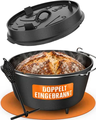 Image de Cocotte en fonte - Dutch oven - 9 litres - Avec pieds et lève-couvercle