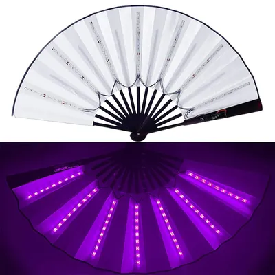 Produktbild von LED Fächer faltbar, Leuchtfächer mit bunter Beleuchtung, batteriebetriebener Party Fächer für Festival, Disco, Konzert und Tanz