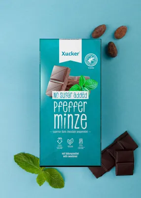 Produktbild von Xucker Edelbitterschokolade mit Pfefferminz, zuckerreduziert mit Xylit, 80g