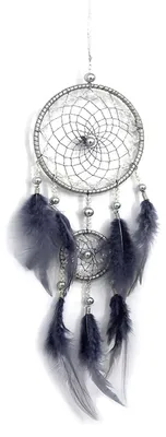 Traumfänger, handgefertigt, Boho-Stil, grau, 11 cm