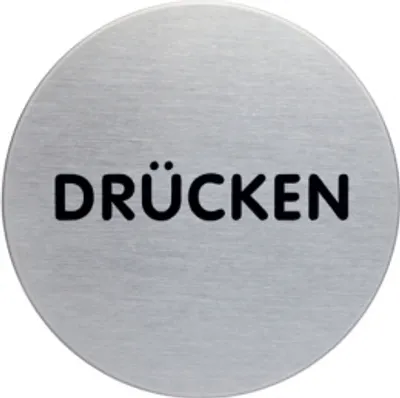 Produktbild von Türschild, Drücken, Edelstahl, Ø 65 mm, 1 Stk.