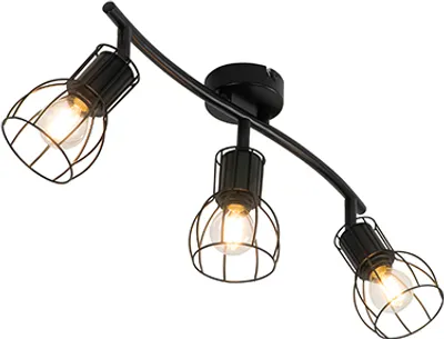 Produktbild von QAZQA - Moderne Deckenleuchte I Deckenlampe I Lampe I Leuchte schwarz 63-flammig Spotbalken cm 3-flammig Spotbalken-Licht verstellbar - Botu I Wohnzimmer I Schlafzimmer - Stahl Länglich - LED geeignet