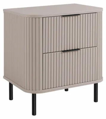 Produktbild von Stehender Badezimmerschrank mit Schubladen und Metallfüßen, Farbe Kaschmir, Griff schwarz, Füße schwarz, 60 x 41,5 x 66,7 cm