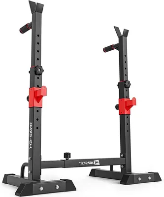 Image de Support réglable pour haltères - Support pour squats - Équipement de musculation pour la maison - Supports de sécurité inclus - Capacité de 250 kg - Noir