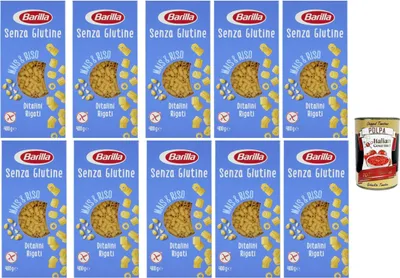 Produktbild von 10x Ditalini Rigati 400g senza Glutine Glutenfrei pasta nudeln, Pasta aus weißem Mais, gelbem Mais und braunem Reis + Italian Gourmet polpa 400g