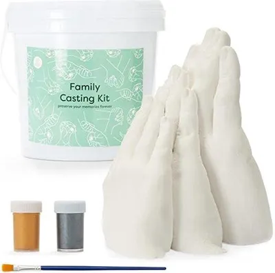 Immagine prodotto di Set per impronte delle mani in 3D con alginato e gesso, coppia e bambino