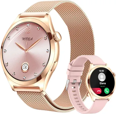 Produktbild von Smartwatch Damen Rund mit Anruffunktion, 1,27" HD Smart Watch mit SpO2 Herzfrequenz Schlafüberwachung, Wasserdicht Fitnessuhr Damen, 120+ Sportmodi Fitness Tracker Android iOS (Roségold)