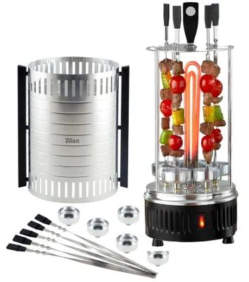 Obrázek produktu pro Zilan Kebap Maker | Shish kebab maker | Shish kebab gril | Kebap gril | 5 špízů | Tácek na odkapávání tuku