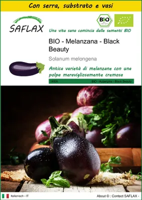 Immagine prodotto di SAFLAX Insieme di coltivazione -- Melanzana - Black Beauty - 25 semi - Solanum