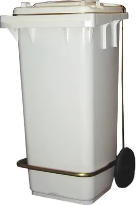 Produktbild von CHEFGASTRO 2-Rad-Mülltonne mit Pedalöffnung | 240 Liter, HxBxT 107x57x73cm | Weiß