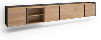 Immagine prodotto di Mobili TV effetto legno rovere e nero 309x35x50cm sospeso