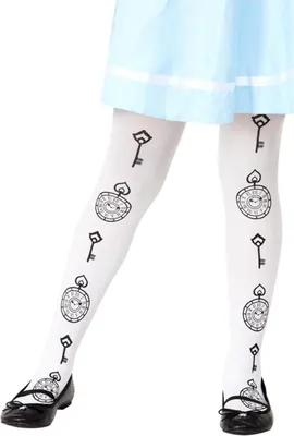 Image de Smiffys - Collants "Wonderland" pour fille SM2434 (122-152) (Blanc/Noir)