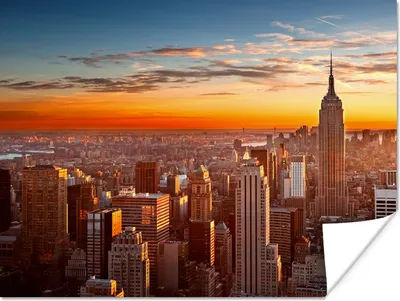 Produktbild von MuchoWow® Poster Skyline - New York - Sonne 160x120 cm - Foto Plakat