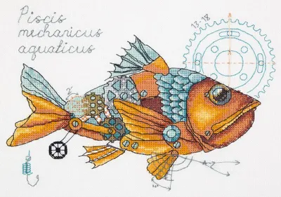 Produktbild von Panna Kreuzstichset "Mechanischer Fisch" 25x18cm, Zählmuster