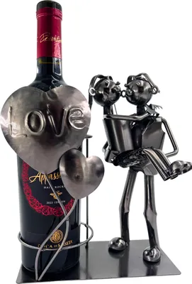 Produktbild von Handgefertigter Weinflaschenhalter Liebespaar Love aus Metall
