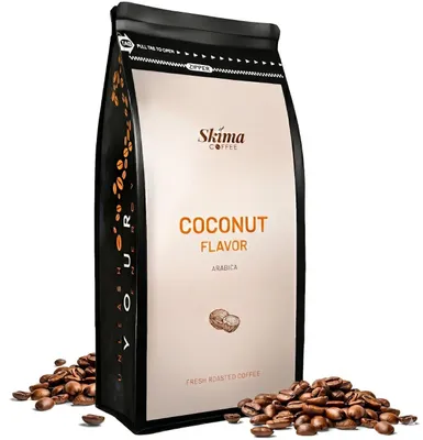 Obrázok produktu pre Zrnková káva 1 kg KOKOSOVÁ ochutená 100% Arabica čerstvo pražená + podtácka
