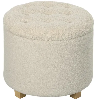 Immagine prodotto di Panchina imbottita HOMCOM con vano portaoggetti, divano letto in pile morbido, bianco crema