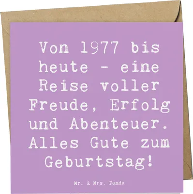 Produktbild von Mr. & Mrs. Panda Grußkarte Spruch 1977 Geburtstag - Lavendeltraum - Geschenk, doppelkarte, Erinnerungen, Gute zum, Geburtstagsgeschenk, anlasskarte, Jubiläum, faltkarte