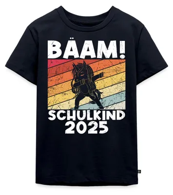 Produktbild von Spreadshirt Bääm! Schulkind 2025 Einschulung Einhorn Kinder Premium T-Shirt, 98/104 (2 Jahre), Navy