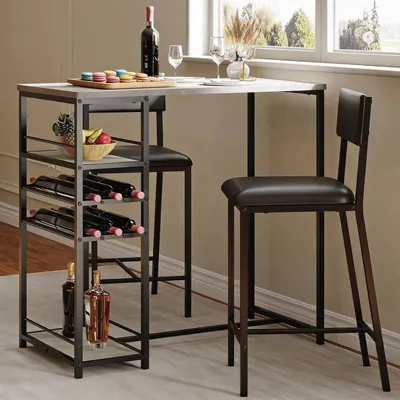 Produktbild von Bartisch Set 3-teilig mit 2 Stühlen 91x50x92 cm Grau