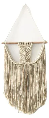 Image de Tapis en macramé, décoration murale bohème, coton et bois, 009mise, L