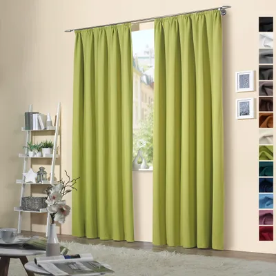 Produktbild von heimtexland ® 2 Stück Thermo Verdunkelungsvorhänge Sonnenschutz Kälteisolierung Verdunkelungsgardinen Kräuselband Vorhang Typ139 Grün HxB 245 x 135 cm
