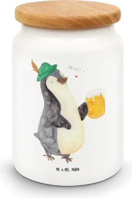 Produktbild von Mr. & Mrs. Panda Kaffeedose Pinguin Bier - Weiß - Geschenk, Feierabend, Keksdose, , zuckerdose, Dose, Lebensmittelbehälter, Beschwippst, Vorratsdose