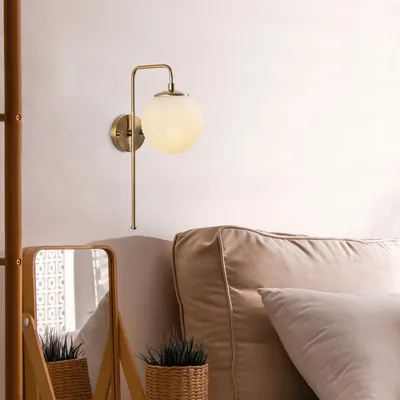 Obrázok produktu pre Opviq, retro nástenná lampa s kovovým telom a skleneným krytom, 15 x 28 x 43 cm, pätica E14, max. 40 W, IP20, ideálna do hotelových a obytných priestorov, elegantný dizajn.