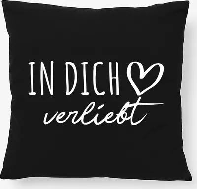 Produktbild von Huuraa Kissen In dich verliebt 40x40cm mit Füllung Black Baumwolle Dekokissen Geschenkidee