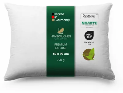 Produktbild von HANSKRUCHEN Schlafkissen 60x90 cm Allergiker freundlich 3 Kammern 90% Daunen Kopfkissen waschbar PREMIUM DE LUXE -  Germany