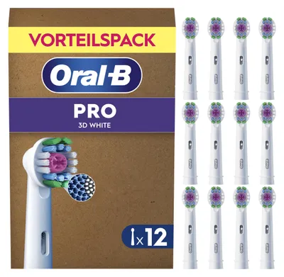 Produktbild von Oral-B Aufsteckbürsten PRO 3DWhite, Weiß, 12 Stück