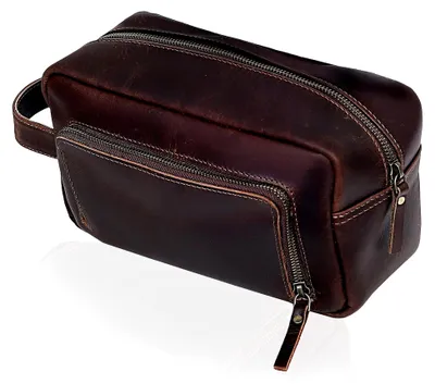 Produktbild von Herren Kulturtasche aus Leder, Reise-Kulturbeutel, Rasiertasche