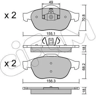 Produktbild von CIFAM Bremsbeläge Satz Vorne Bremsklötze für RENAULT SCÉNIC II (JM0/1) 822-336-2