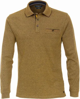 Produktbild von CasaModa Langarm-Poloshirt Übergröße gelb melange