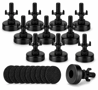 Productafbeelding van JustValue verstelbare stelvoeten - set van 10 - 2 tot 4,5 cm - zwart - met T-moeren en viltpads