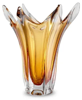 Produktbild von Casa Padrino Luxus Glas Vase Gelb Ø 32 x H. 35 cm - Mundgeblasene Blumenvase - Deko Blumenvase - Deko Accessoires - Deko Glas Vasen - Luxus Accessoires