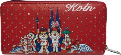 Produktbild von Die Schmitzens Geldbörse 'Skyline' (rot, 19x10cm) Portemonnaie Frauen rot Glitzer Köln Karneval