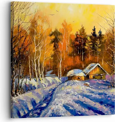 Produktbild von Bild auf Leinwand - Leinwandbild - Winter Wald Wiese - 30x30cm - Wand Bild - Wanddeko - Wandbilder - Leinwanddruck - Bilder - Kunstdruck - Wanddekoration - Leinwand bilder - Wandkunst - AC30x30-3535